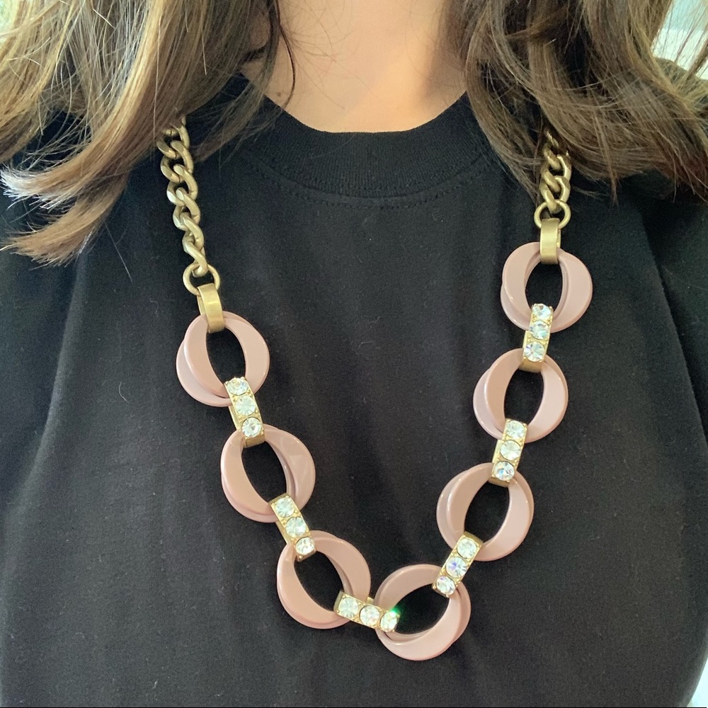 Mauve And Rhinestone Chain-Loop Necklace - image 1